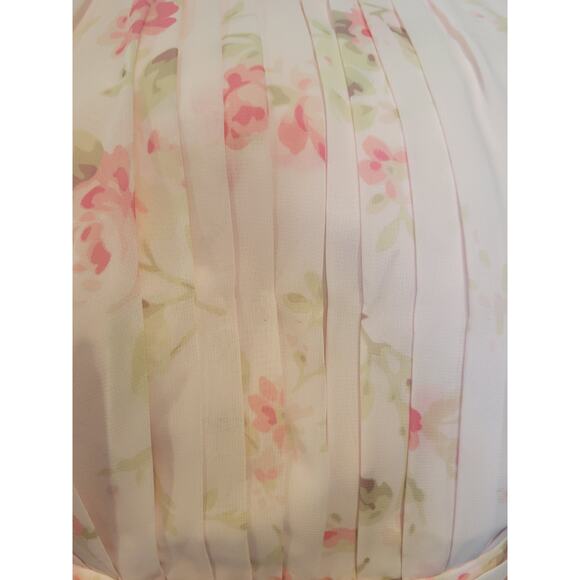 Baby Pink Floral Milk Maid‎ Coquette Flutter Sleeve Midi Dress Bridal A Line - Picture 5 of 7